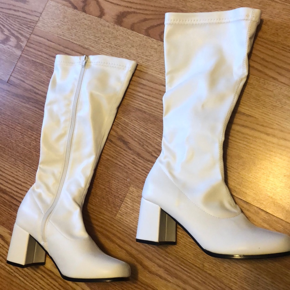 White go go boots